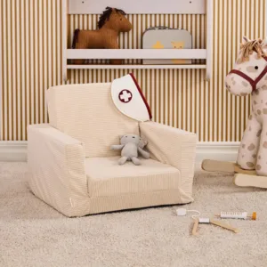 Sillón plegable blanco crudo para niños