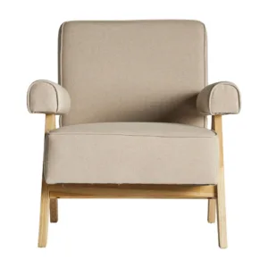 Sillón Jonen de madera de olmo y lino