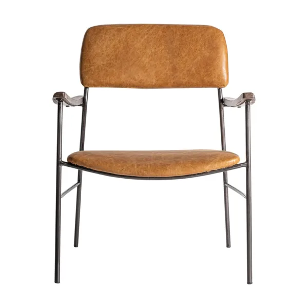 Sillón Waky de piel y hierro