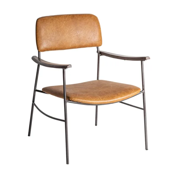 Sillón Waky de piel y hierro