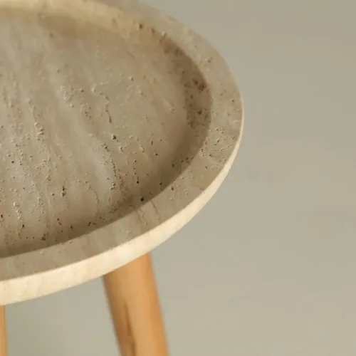 Mesa auxiliar Videix de mármol y madera