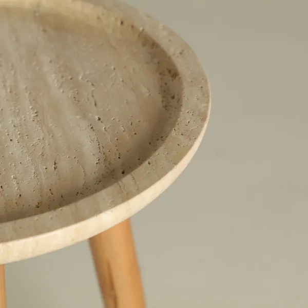 Mesa auxiliar Videix de mármol y madera