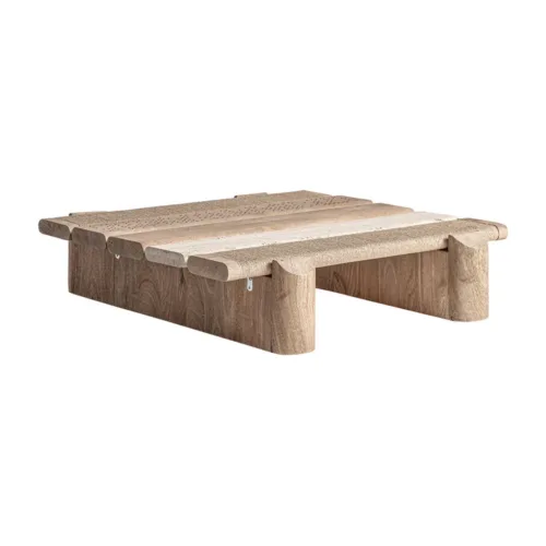 Mesa de centro Jacquard de madera y mármol