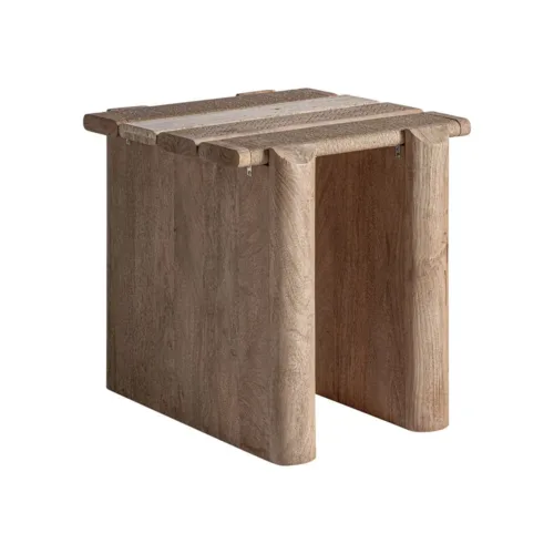 Mesa auxiliar Jacquard de madera y mármol