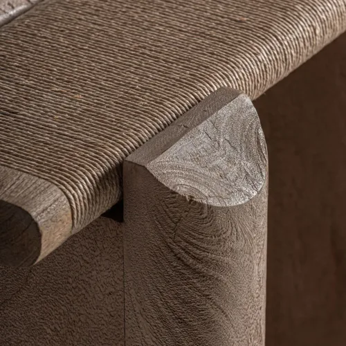Mesa auxiliar Jacquard de madera y mármol
