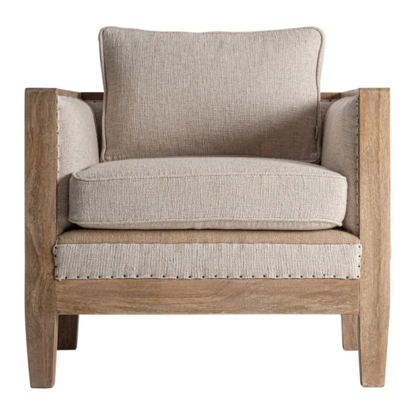 Sillón Grube de madera de abedul y lino