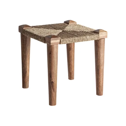 Taburete Kaaji de madera de mango y yute