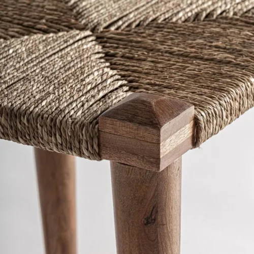 Taburete Kaaji de madera de mango y yute
