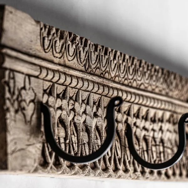 Percha Cain artesanal de madera de teca