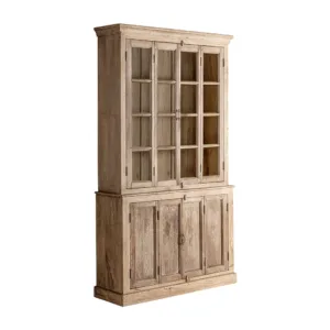 Vitrina Huntly de estilo colonial en madera de teca