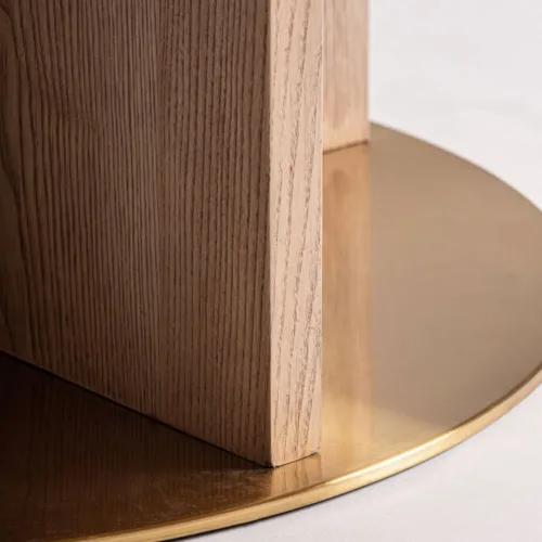 Mesa comedor de terrazo rojo, acero y madera Alferce