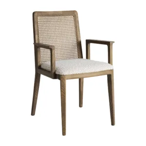Silla de madera de fresno y lino Mattia