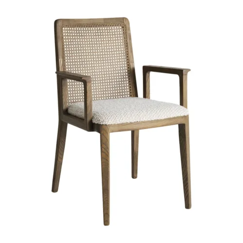 Silla de madera de fresno y lino Mattia