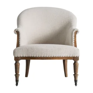 Sillón de madera de fresno con loneta beige