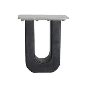 Mesa auxiliar Khej de madera de mango y mármol