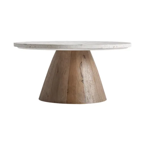 Mesa auxiliar Lautrec de terrazo y madera de mango