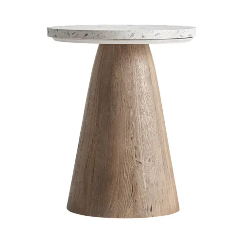 Mesa auxiliar Lautrec de terrazo y madera de mango