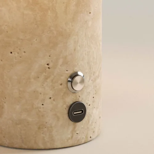 Lámpara portátil de travertino y lino Auríe
