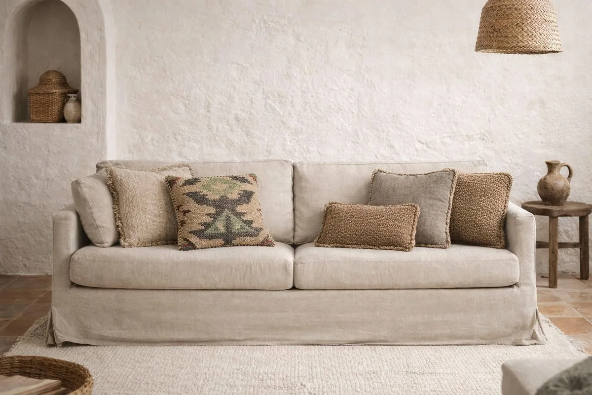 decorar sofa beige con cojines Home