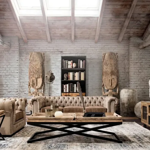 Mesa de centro Newak de hierro y madera