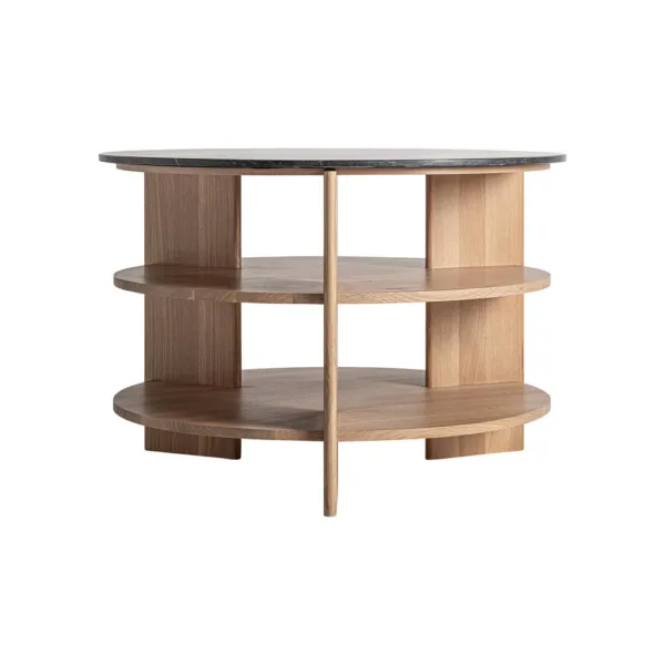 Mesa auxiliar Nara de madera de roble y travertino