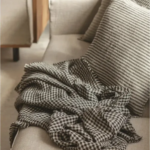 Plaid MOGA de lino 100% natural de cuadros