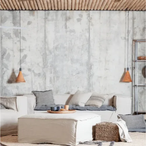 Sofá Strozzi de 3 plazas de lino y madera