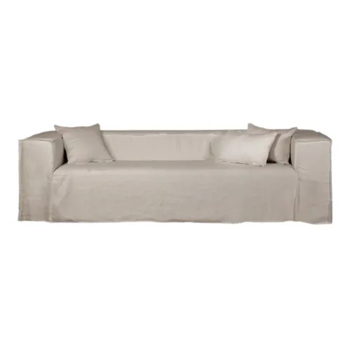 Sofá Strozzi de 3 plazas de lino y madera