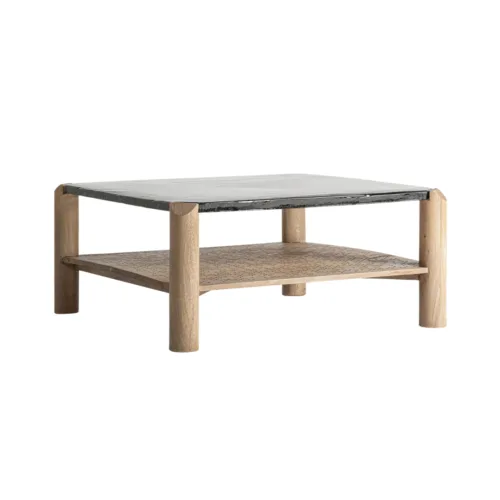 Mesa de centro de madera y cristal Jacquard