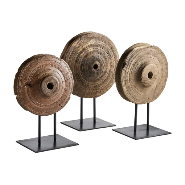 Figuras decorativas de poleas de madera (Juego de 3)