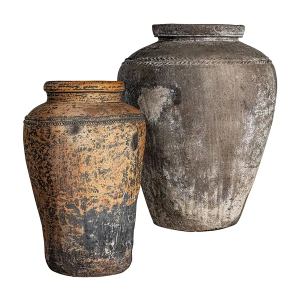 Tinaja de terracota envejecida estilo vintage Moyaux