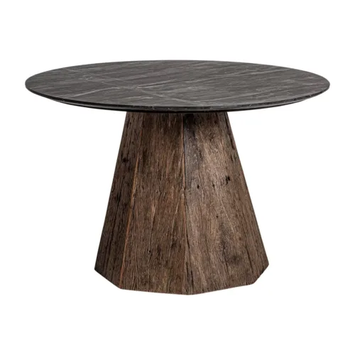Mesa de comedor de mármol negro y madera Walding