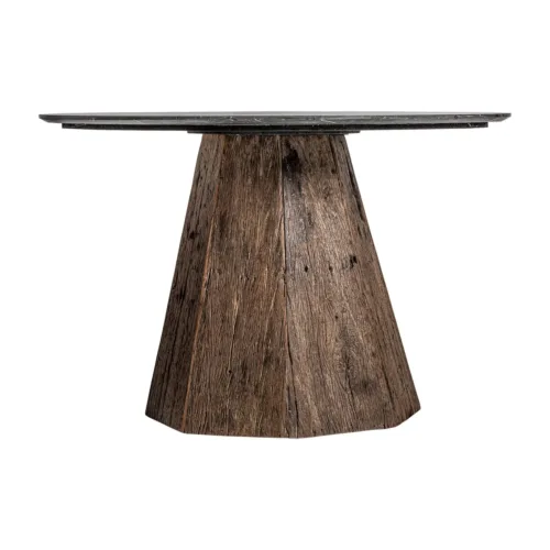 Mesa de comedor de mármol negro y madera Walding