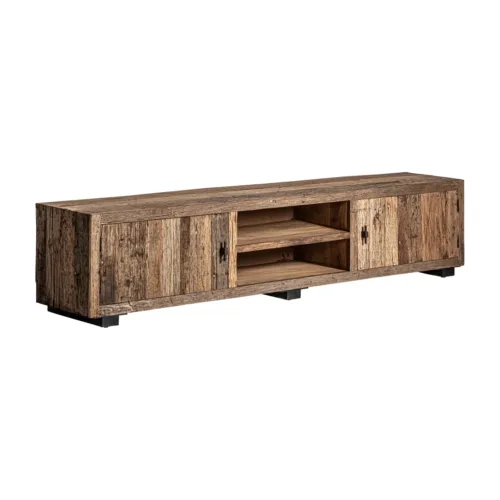 Mueble TV estilo colonial de madera y hierro Carrik