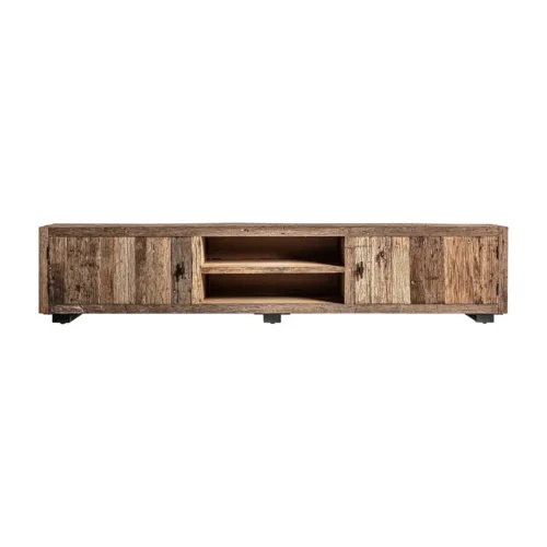 Mueble TV estilo colonial de madera y hierro Carrik