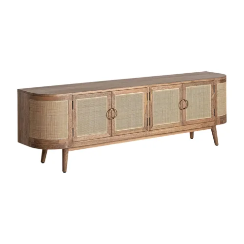 Mueble TV de madera y mimbre Beckley 200cm