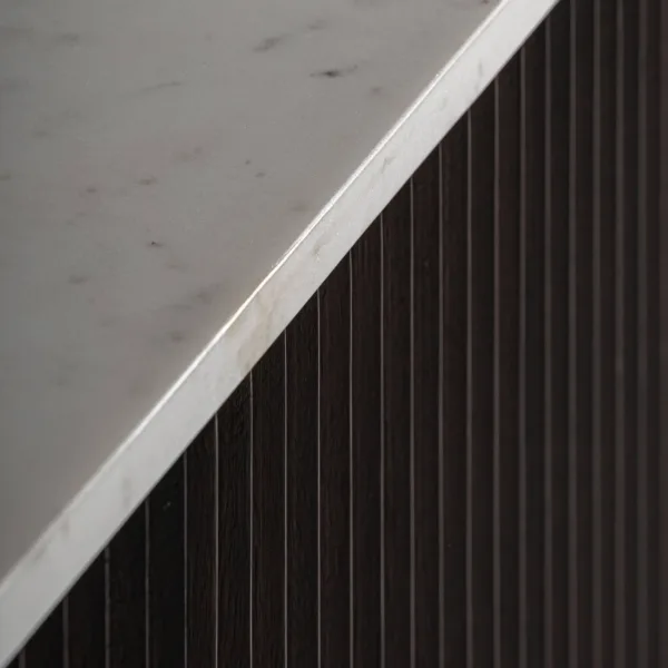 Mueble TV de madera de mango y mármol blanco Cenves