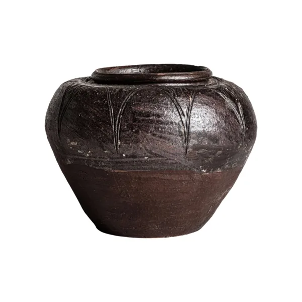 Macetero de cerámica marrón