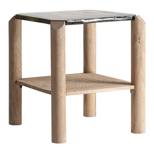 Mesa de centro de madera y cristal Jacquard