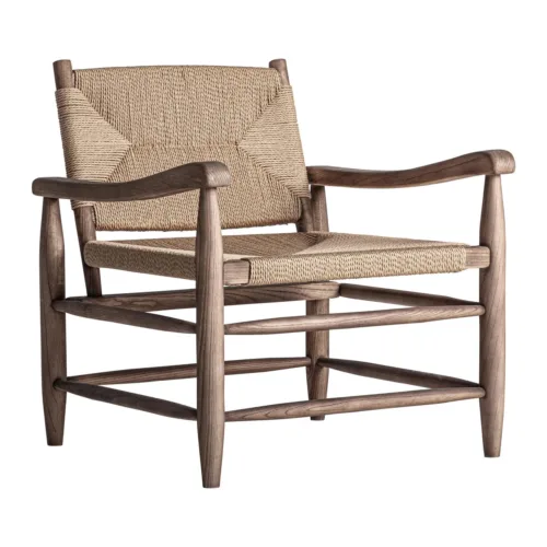 Sillón estilo clásico de madera y cuerda Driedorf