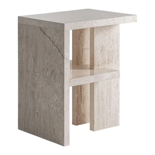 Mesita de noche de mármol beige Korba