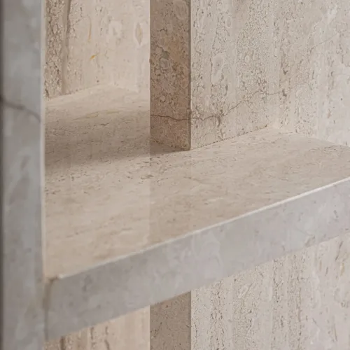 Mesita de noche de mármol beige Korba