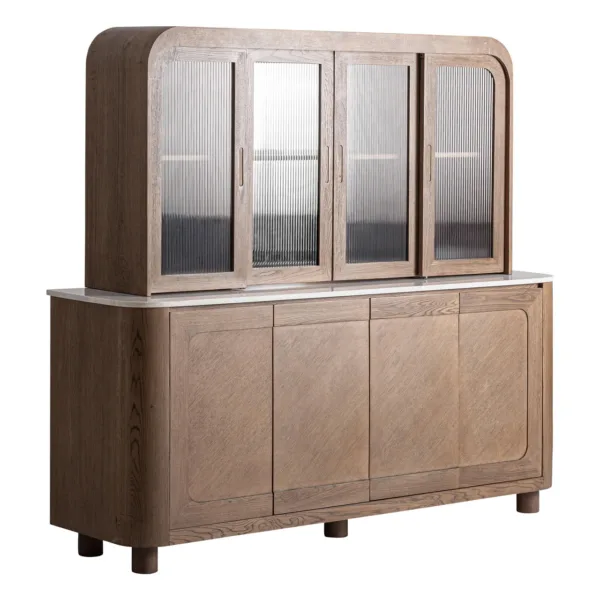 Mueble bar de madera y mármol