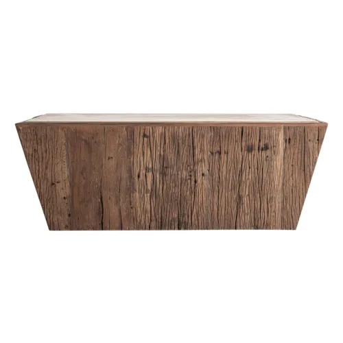 Mesa de centro rústica de madera y travertino Merkem