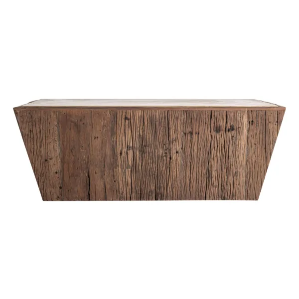 Mesa de centro rústica de madera y travertino Merkem