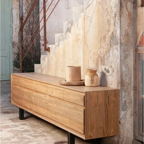 Aparador de teca y hierro 257cm LOX