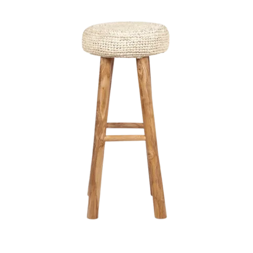 taburete alto de teca y alga