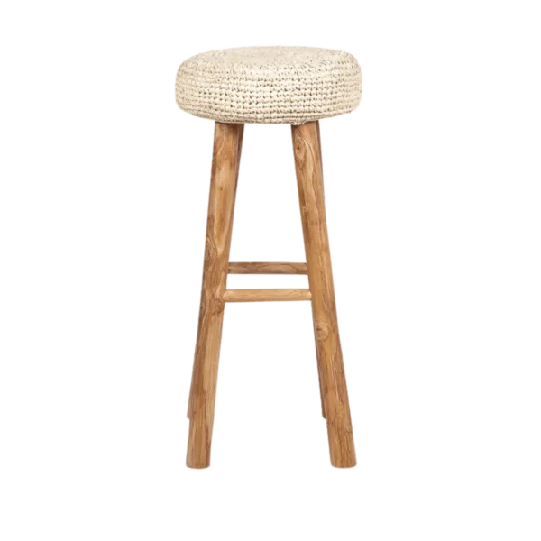 taburete alto de teca y alga