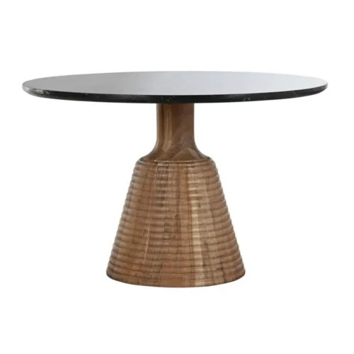 Mesa de comedor de mármol negro y madera de acacia 115cm