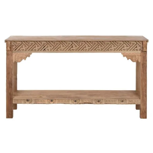 Consola de teca reciclada tallada 140X37X80